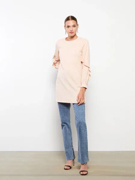 Długi longsleeve Lc Waikiki z długim rękawem z okrągłym dekoltem biały