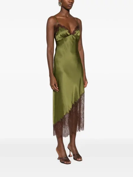 Rochie Staud asimetrică din dantelă verde