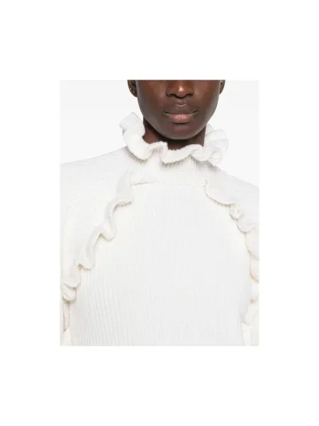 Sweter Blumarine wełniany z falbankami biały