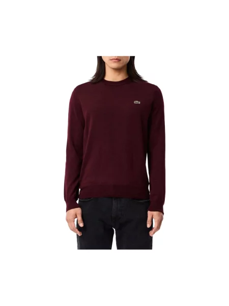 Dzianinowy sweter Lacoste brązowy