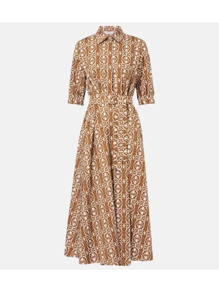 Maksi sukienka maxi Max Mara z nadrukiem garniturowa pomarańczowa