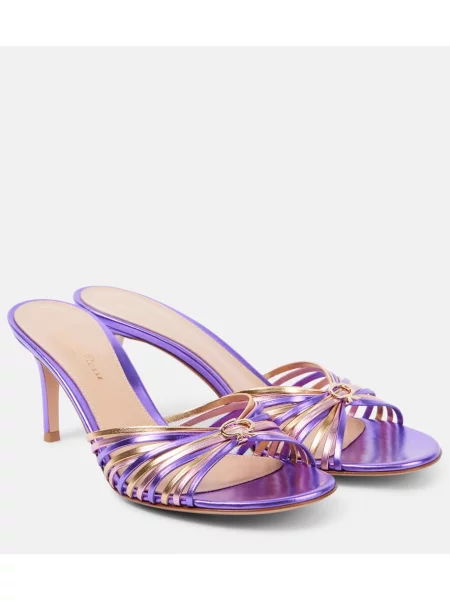 Usnjene mules Gianvito Rossi vijolična