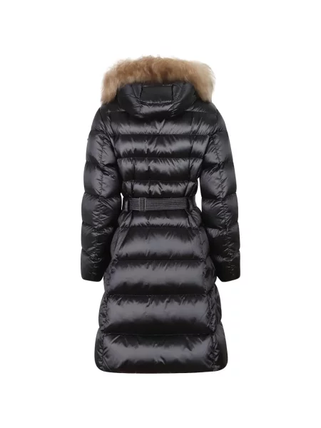 Cu centură palton de blană Moncler cu blană negru