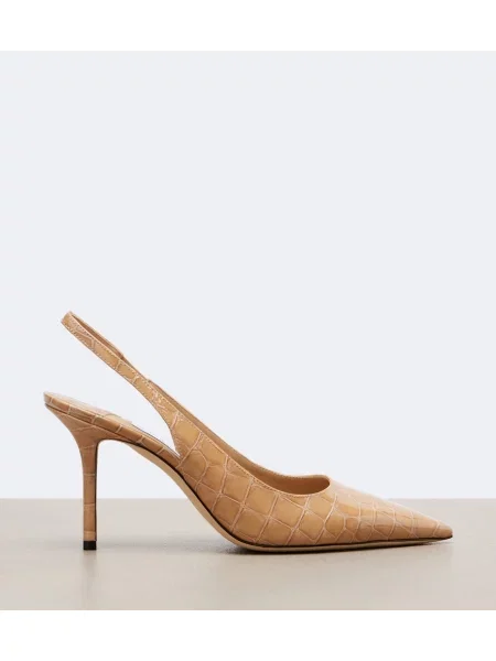 Pantofi cu toc Jimmy Choo din piele slingback bej