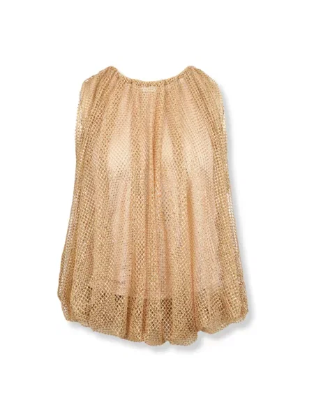 Top Sportmax z siateczką z siateczki beżowy