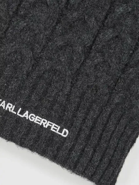 Šátek z vlněné směsi Karl Lagerfeld dámský šedá