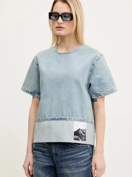 Moschino Jeans bluzka jeansowa niebieska