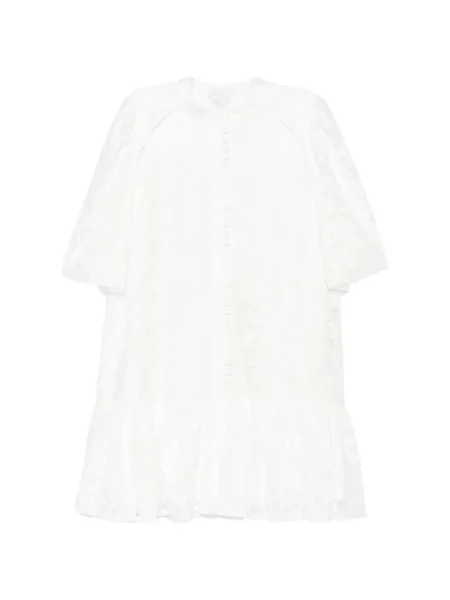 Rochie tip cămașă Paper Lace cu model floral din dantelă alb