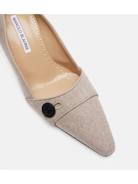 Pantofi cu toc Manolo Blahnik cu model herringbone bej
