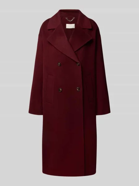 Płaszcz z wełny z kołnierzem z połami Milano Italy bordowy