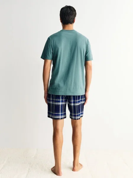 Next Pijama scurtă albastru / bleumarin / cyan metalic gri