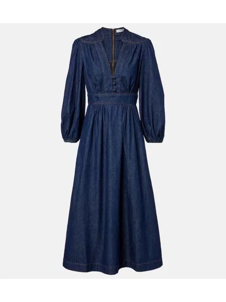 Rochie din denim Zimmermann până la genunchi de costum albastru