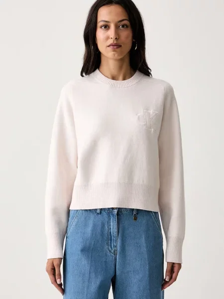 Calvin Klein Jeans pulover pentru femei cu amestec de lână roz