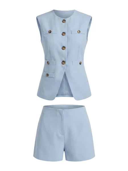 Imily Bela Costum cu pantaloni azuriu