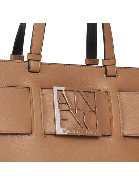 Geantă Armani Exchange din piele bej