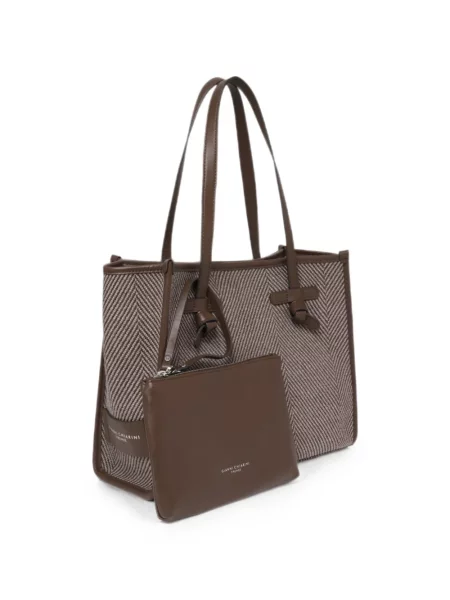 Geantă shopper Gianni Chiarini cu model herringbone maro