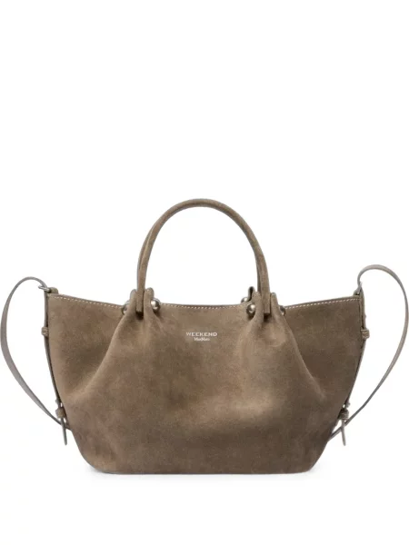 Geantă shopper Weekend Max Mara din piele de căprioară maro