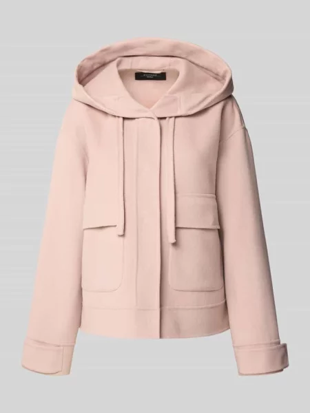 Kurtka o kroju regular fit z kapturem z mieszanki wełny model ‘GARY’ Weekend Max Mara różowa