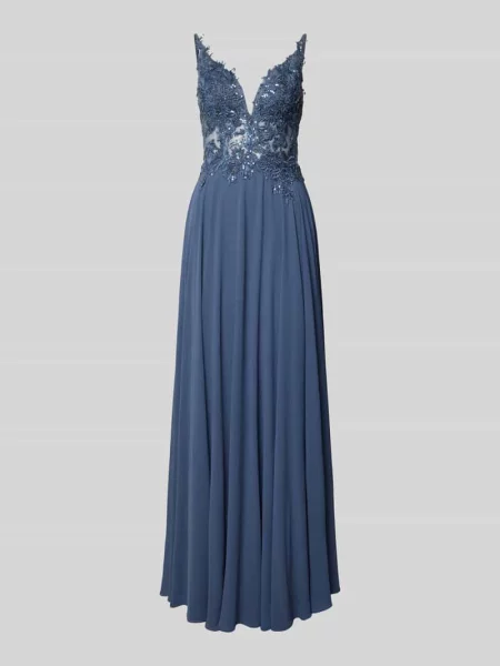 Sukienka wieczorowa z dekoltem w kształcie serca Mascara błękitna