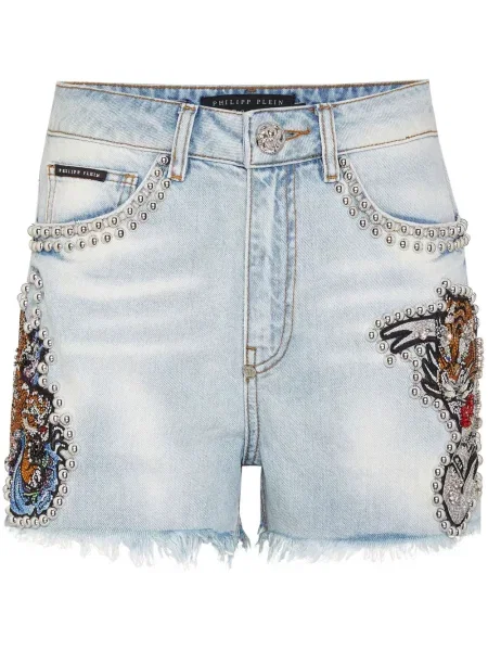 Pantaloni scurți din denim Philipp Plein albastru