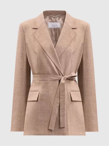 Двобортний жакет з вовни та кашеміру Peserico бежевий