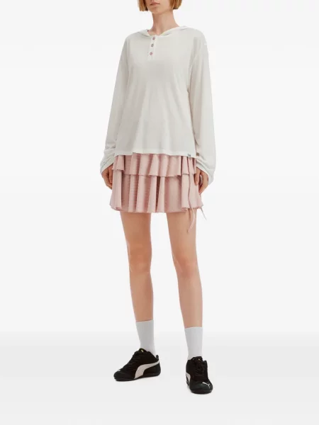 Fusta mini Mini Cream cu dungi alb
