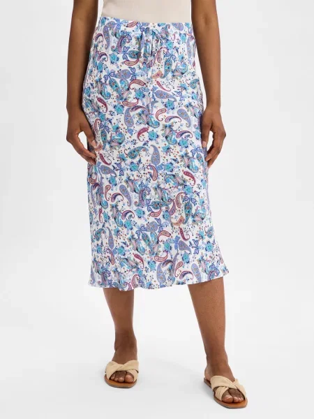 Marie Lund Letnia spódnica Kobiety niebieski|biały|wielokolorowy wzorzysty 34 biała
