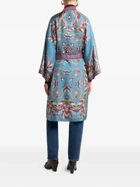 Płaszcz Etro z nadrukiem z wzorem paisley niebieski