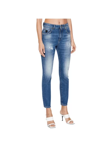 Skinny jeansy skinny John Richmond niebieskie