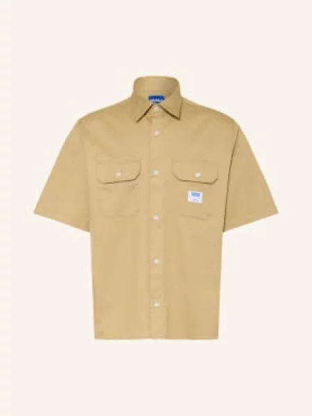 Hugo Koszula Z Krótkim Rękawem Ekyno Comfort Fit beige beżowa