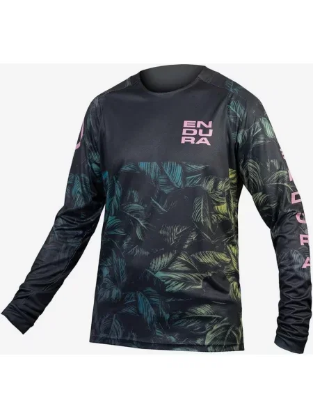 Koszulka rowerowa Endura Tropical Limited Edition długi rękaw ciemnoszara kolorowa M szara