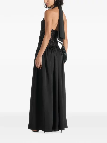 Rochie maxi Manière De Voir cu gât halter negru