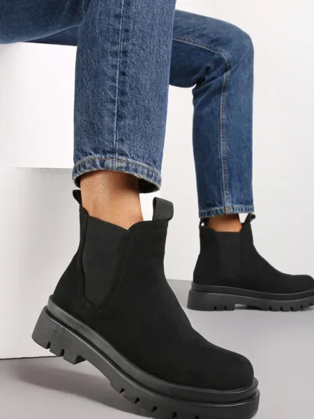 Botine Chelsea cu Inserție Elastică Luviissa negre