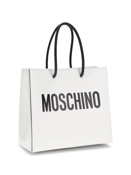 Geantă shopper Moschino din piele cu imagine alb