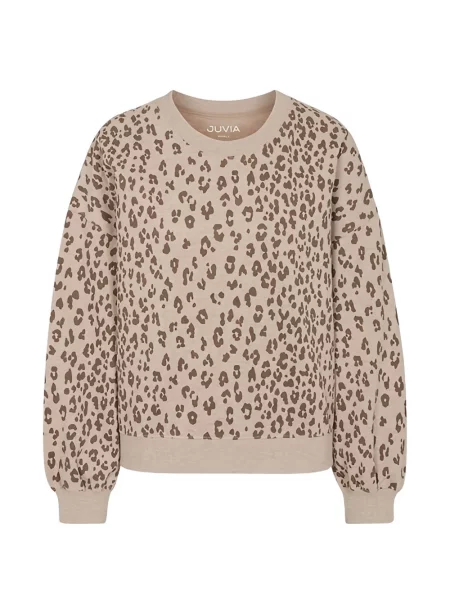 Hanorac crewneck Juvia cu decolteu rotund maro