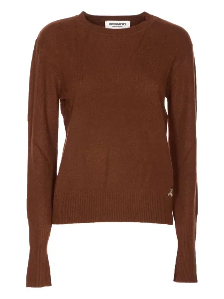 Pulover Patrizia Pepe cu decolteu rotund maro