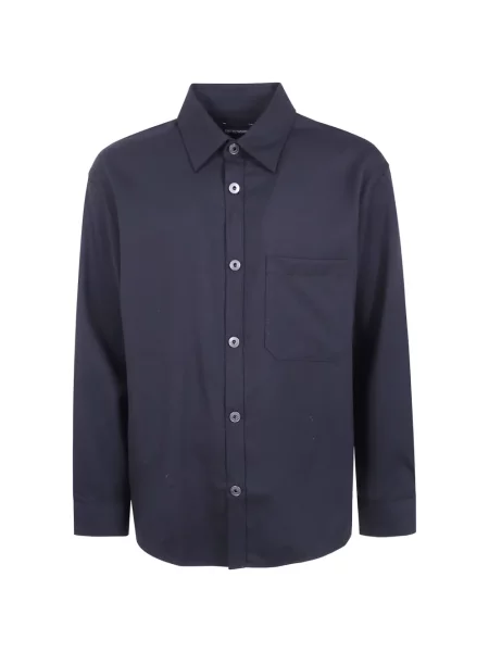 Cămașă Emporio Armani de lână cu autograf negru