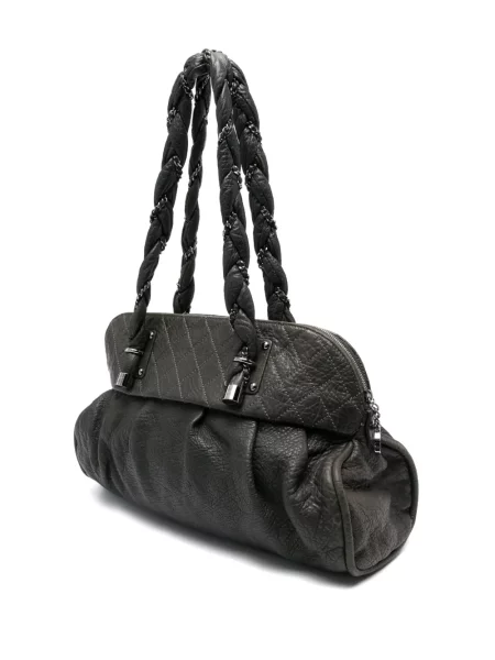 Kožená kožená taška Chanel Pre-owned šedá