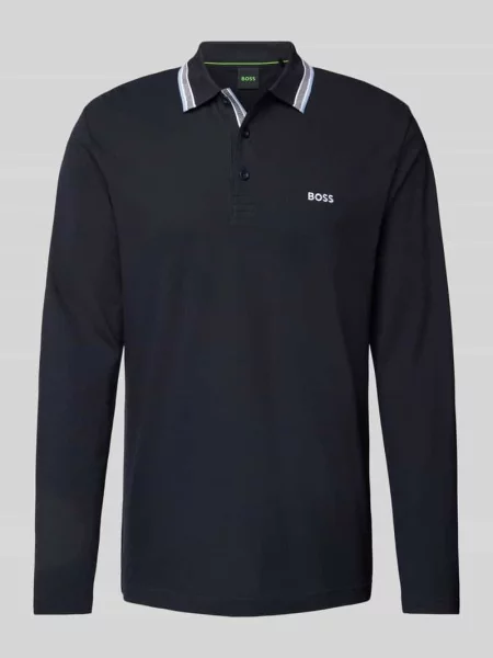 Boss Koszulka Polo Z Piki Plisy Regular Fit blau granatowe
