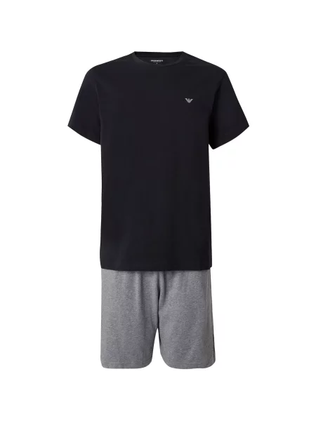 Emporio Armani Pijama scurtă gri amestecat negru