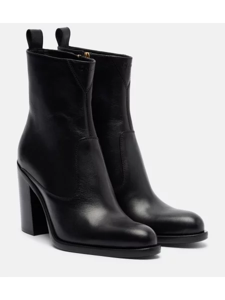 Cizme scurte Chloé din piele negru