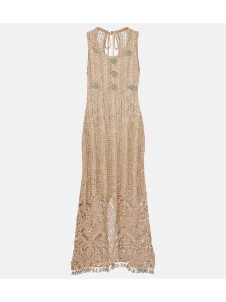 Rochie midi Rabanne până la genunchi de costum auriu