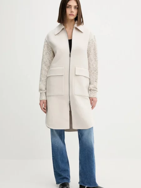 Desigual Palton de primăvară-toamnă alb murdar / alb amestacat bej
