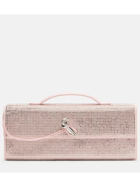 Usnjena pisemska torbica Bottega Veneta roza