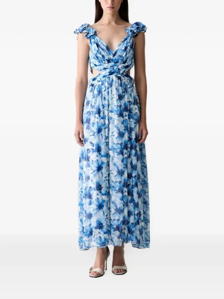 Rochie maxi Morgan cu model floral cu imagine albastru