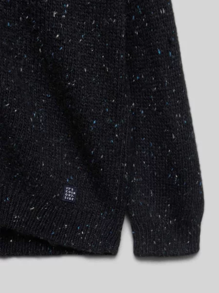 Sweter z dzianiny z detalem z logo Mayoral granatowy