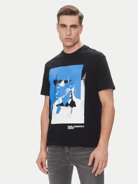 Дънки Karl Lagerfeld с принт черно