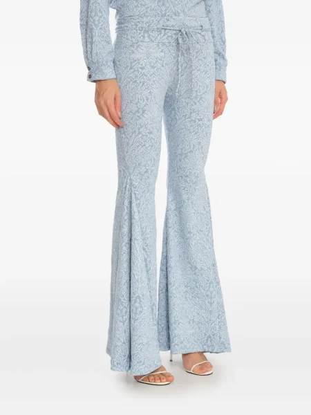 Pantaloni Amir Slama cu model floral din jacard albastru