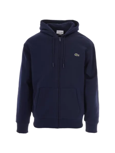 Hanorac cu glugă Lacoste din fleece albastru