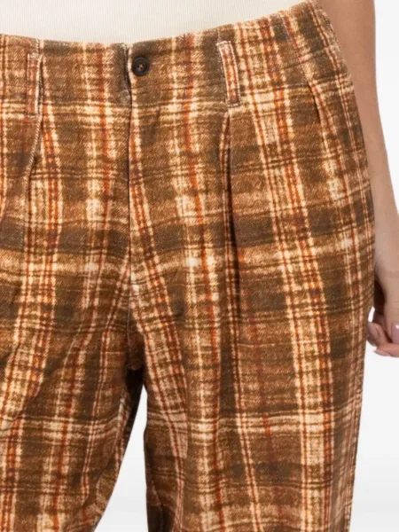 Pantaloni R13 în carouri plisate maro